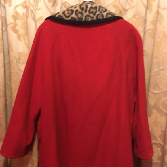 Vintage Penguin Red & Leopard winter coat XL 14/16 - Picture 2 of 8